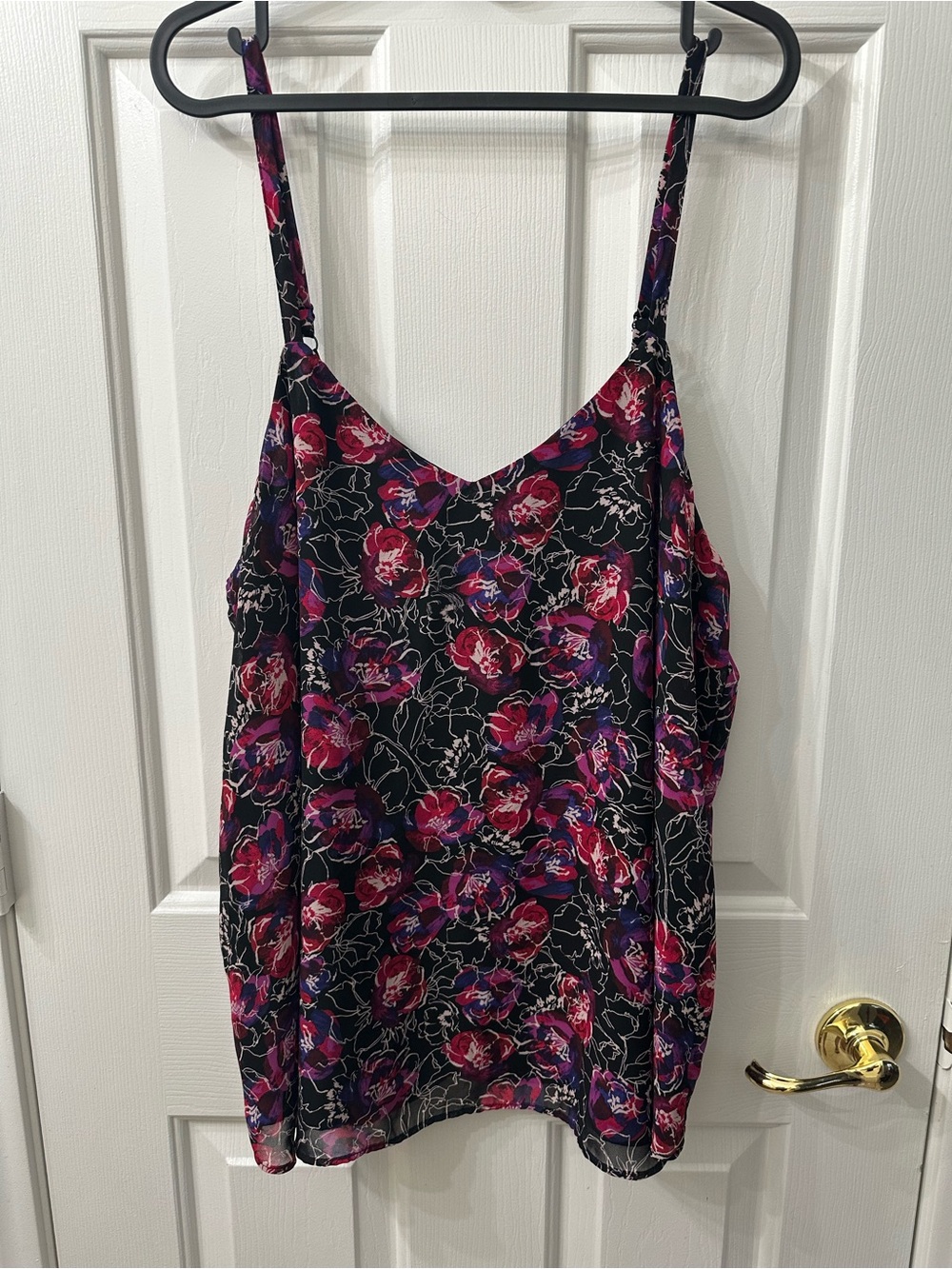 Torrid Sophie Top Black Pink Purple Floral Print Spaghetti Strap Camisole 0X